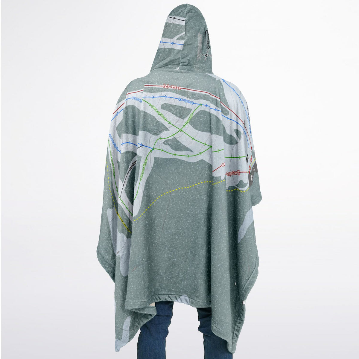 Ferguson Ridge, Oregon Ski Resort Map Flannel Blanket Poncho