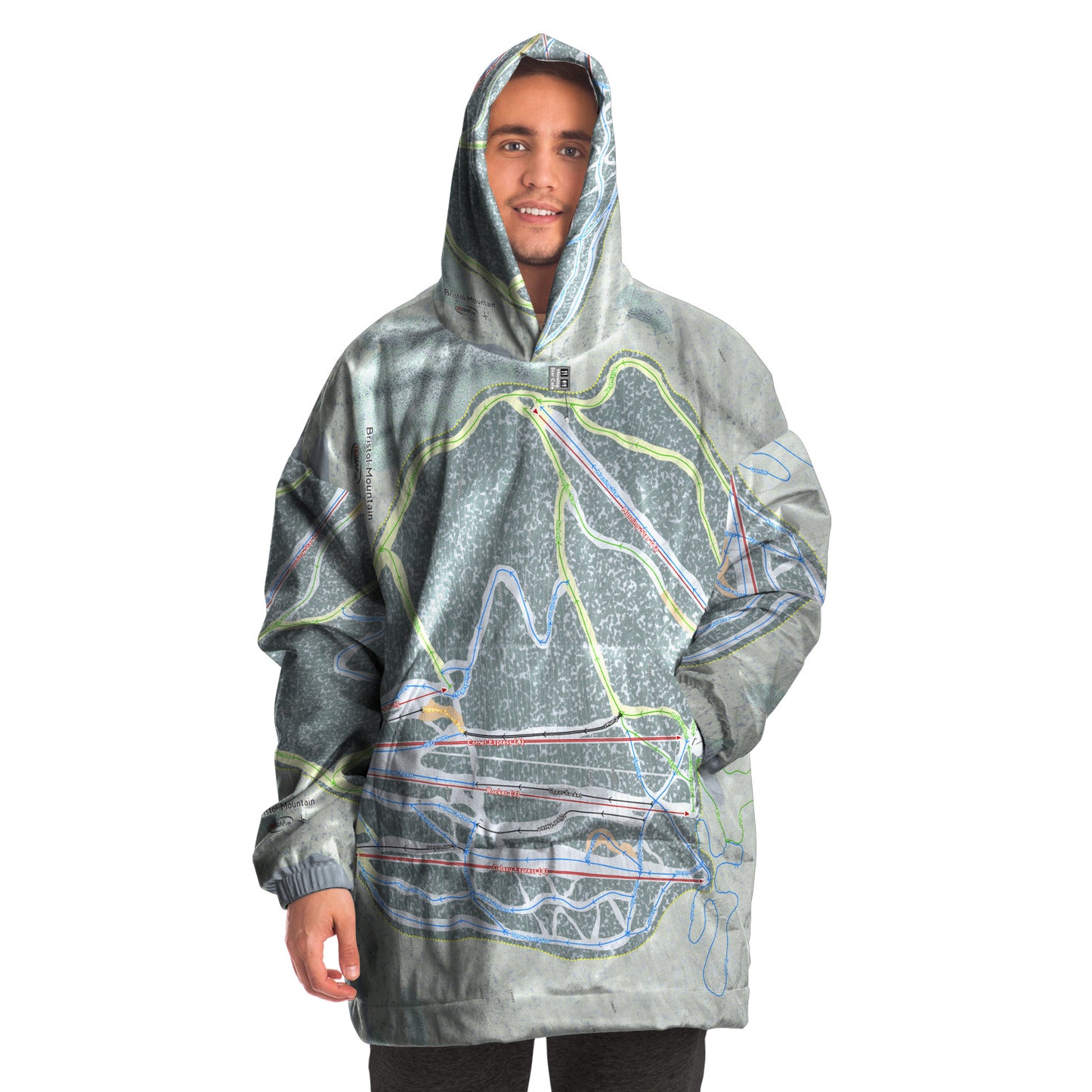 Bristol Mountain, New York Ski Trail Map - Snug Hoodie