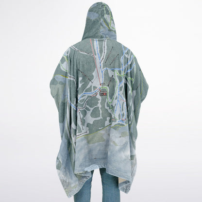 Eaglecrest, Alaska Ski Resort Map Flannel Blanket Poncho