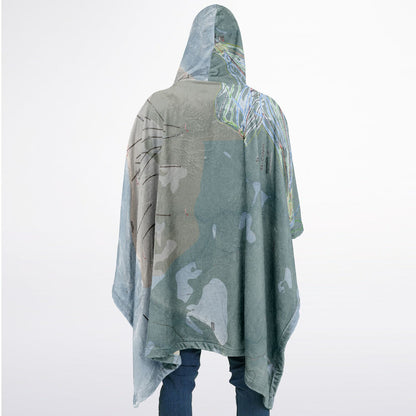 Ski Cooper, Colorado Ski Resort Map Flannel Blanket Poncho