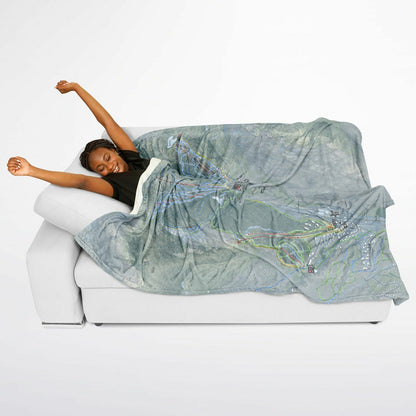 Smugglers Notch, Vermont Ski Resort Map Flannel Blanket Poncho