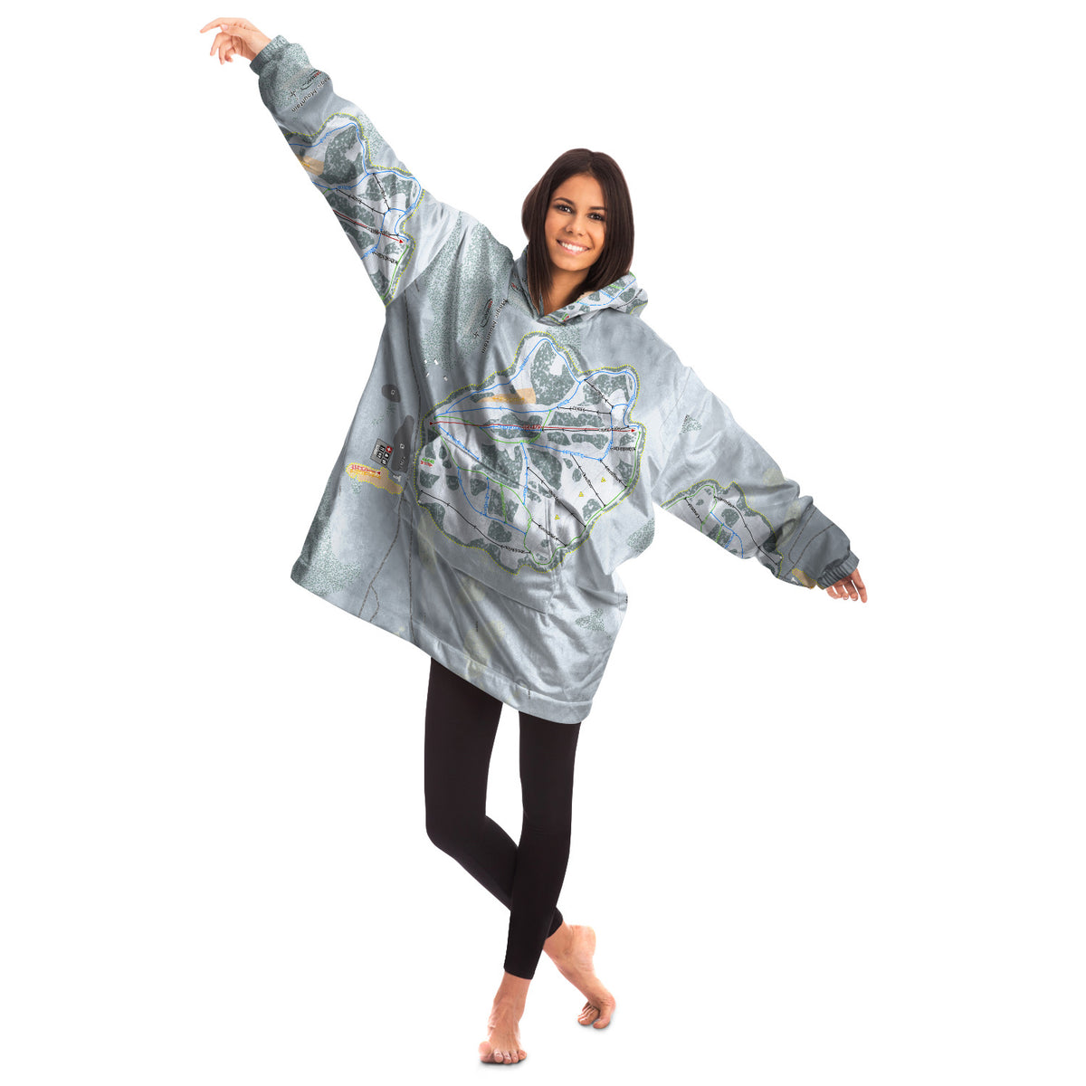 Magic Mountain, Idaho Ski Trail Map Snug Hoodie