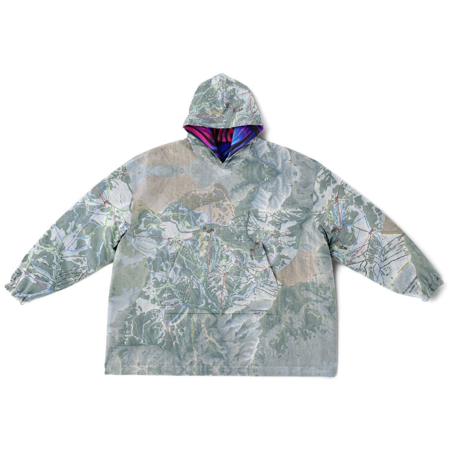 Powder Mountain, Utah Ski Resort Map Reversible Snug Hoodie
