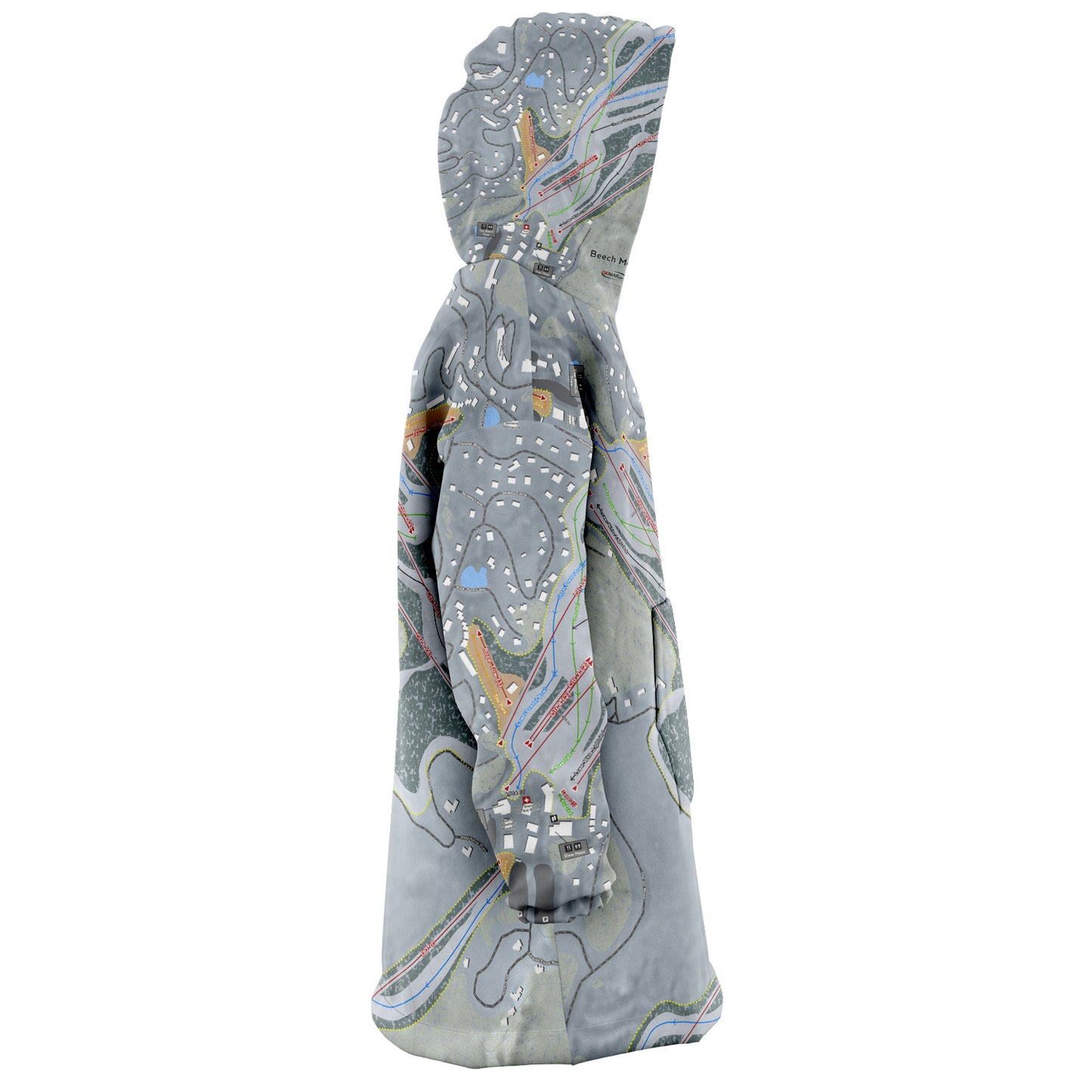 Beech Mountain, North Carolina Ski Trail Map Snug Hoodie - Powderaddicts