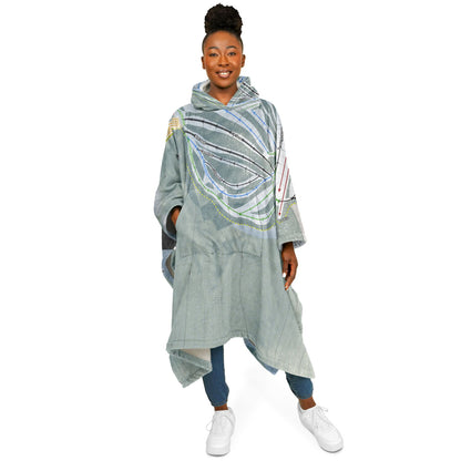 Hermon Mountain, Maine Ski Resort Map Flannel Blanket Poncho