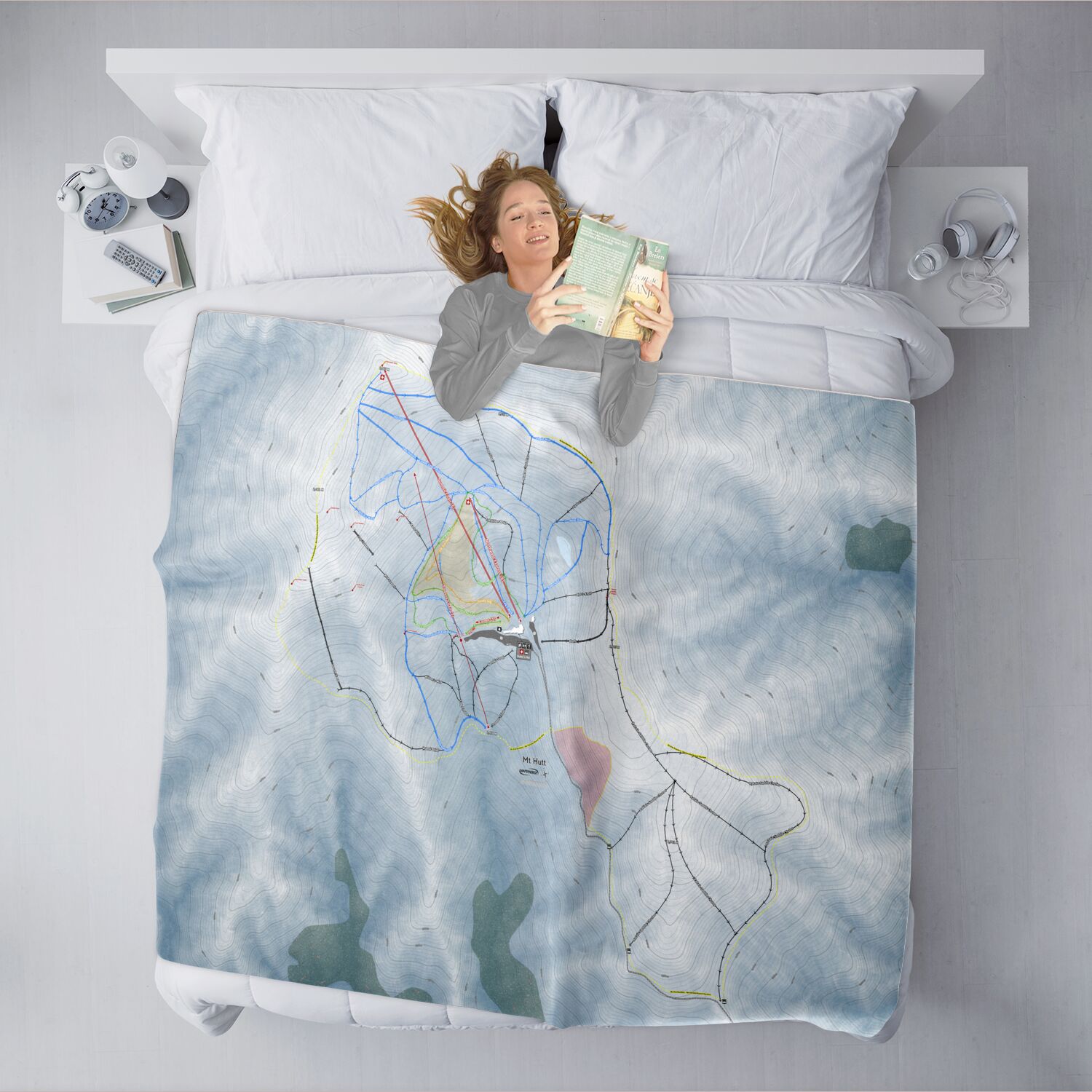 Mt Hutt, New Zealand Ski Resort Map XL Blanket