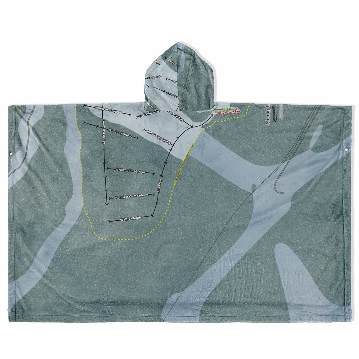 Meany Lodge, Washington Ski Resort Map Flannel Blanket Poncho