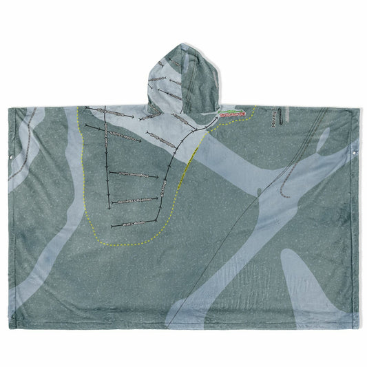 Meany Lodge, Washington Ski Resort Map Flannel Blanket Poncho