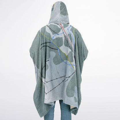 Hurricane Ridge, Washington Ski Resort Map Flannel Blanket Poncho