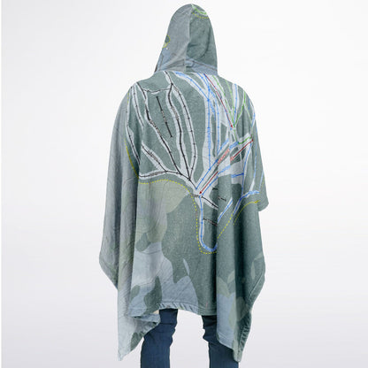 Shames Mountain, British Columbia Ski Resort Map Flannel Blanket Poncho