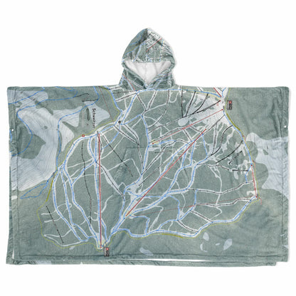 Schweitzer, Idaho Ski Resort Map Flannel Blanket Poncho