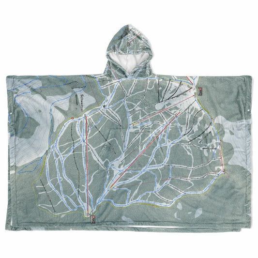 Schweitzer, Idaho Ski Resort Map Flannel Blanket Poncho