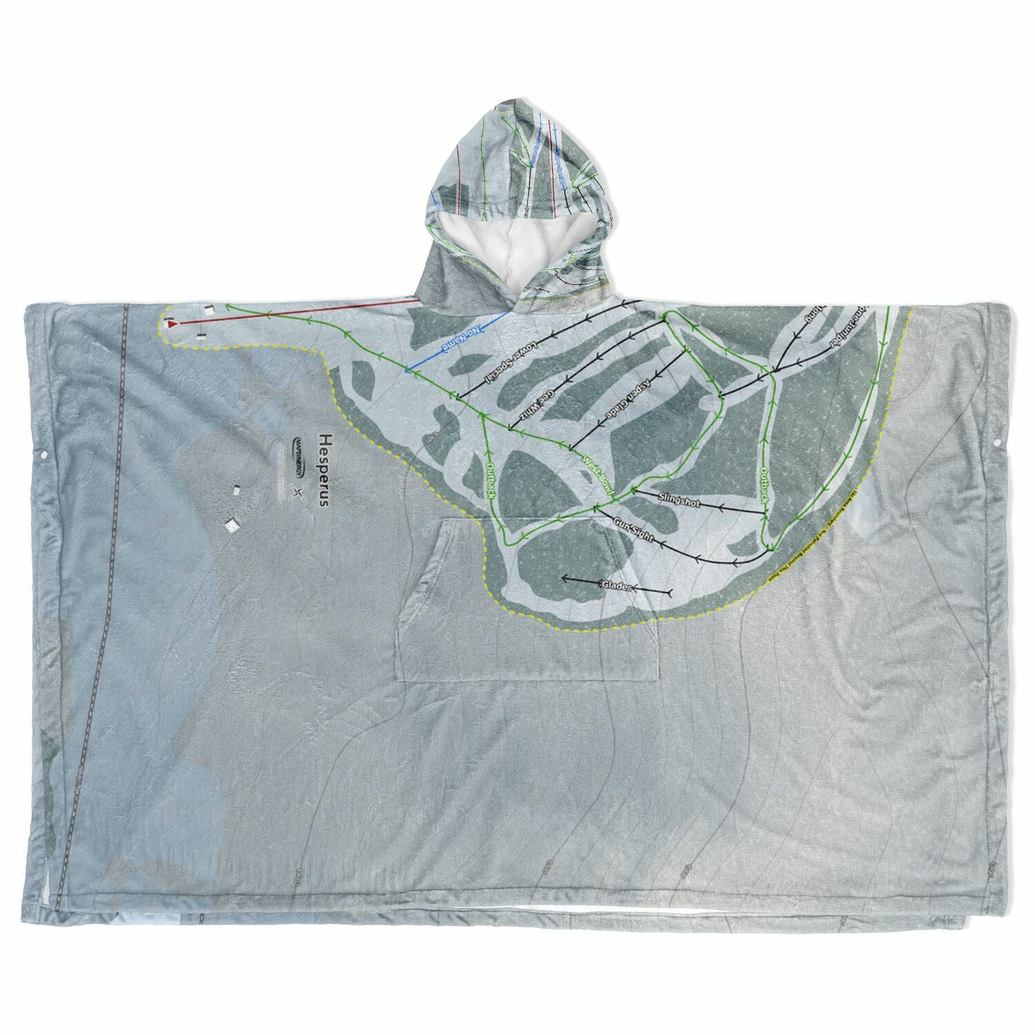 Hesperus, Colorado Ski Resort Map Flannel Blanket Poncho
