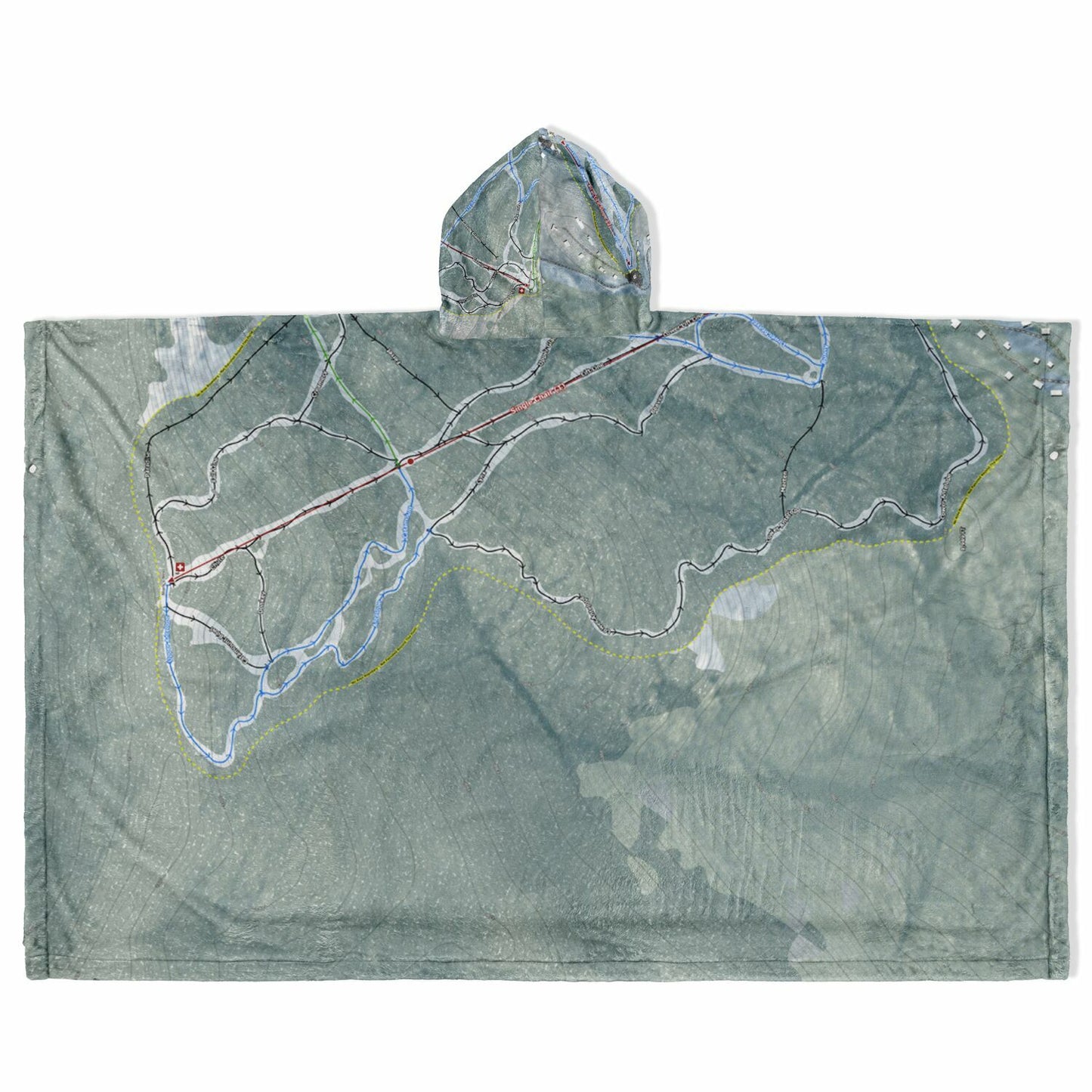 Mad River Glen, Vermont Ski Resort Map Flannel Blanket Poncho