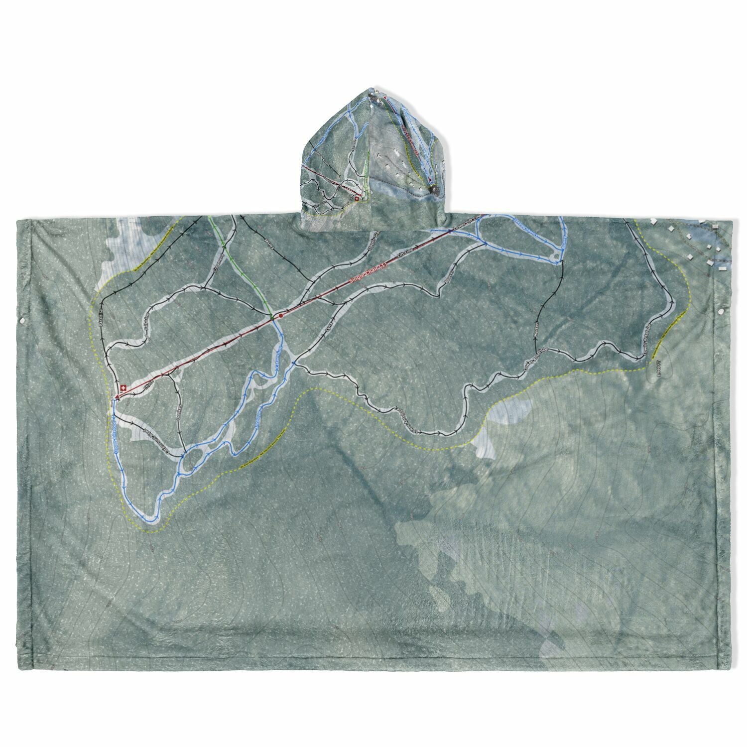 Mad River Glen, Vermont Ski Resort Map Flannel Blanket Poncho