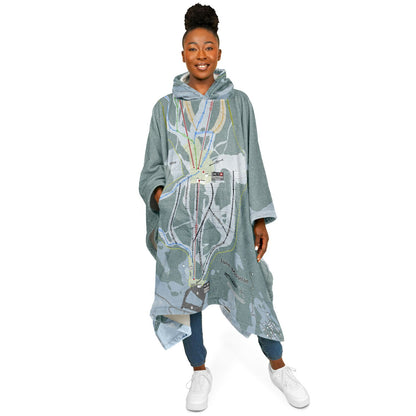 June Mountain, California Ski Resort Map Flannel Blanket Poncho