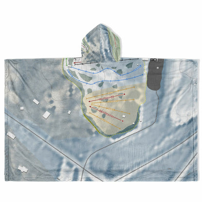 Snow Snake, Michigan Ski Resort Map Flannel Blanket Poncho