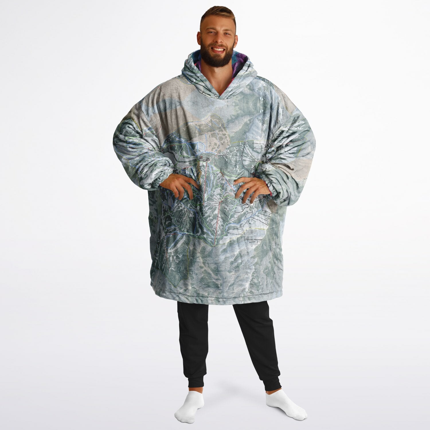 Powder Mountain, Utah Ski Resort Map Reversible Snug Hoodie