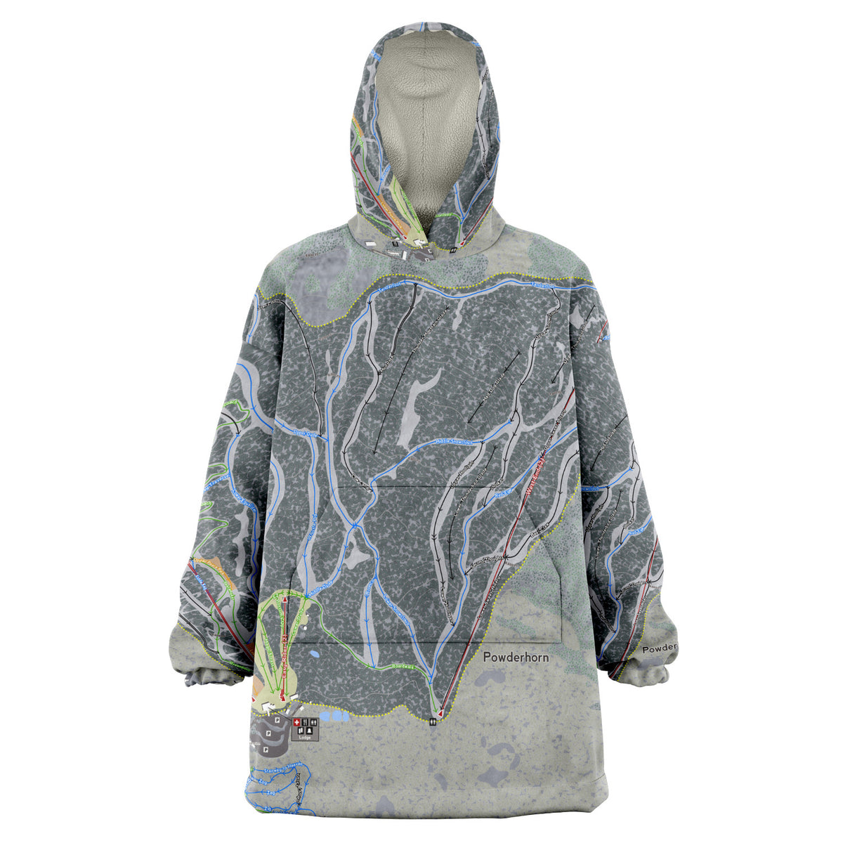 Powderhorn, Colorado Ski Trail Map - Snug Hoodie