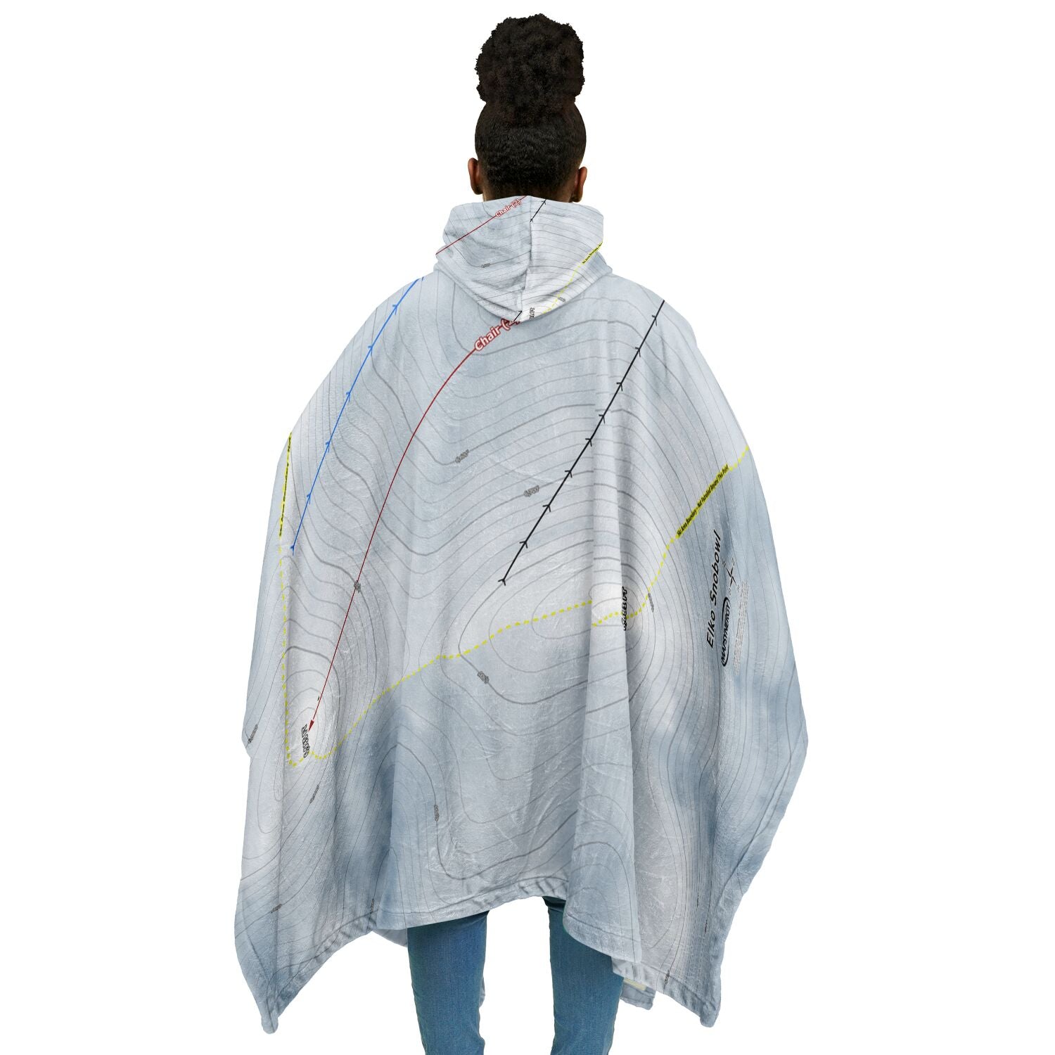 Elko Snobowl, Nevada Ski Resort Map Flannel Blanket Poncho