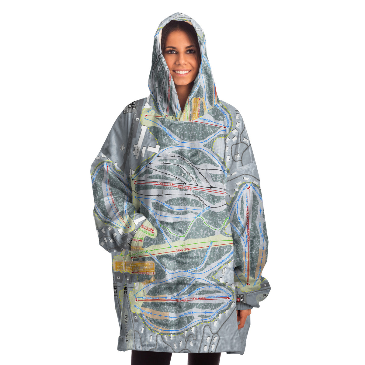 Peek'n Peak, New York Ski Trail Map Snug Hoodie