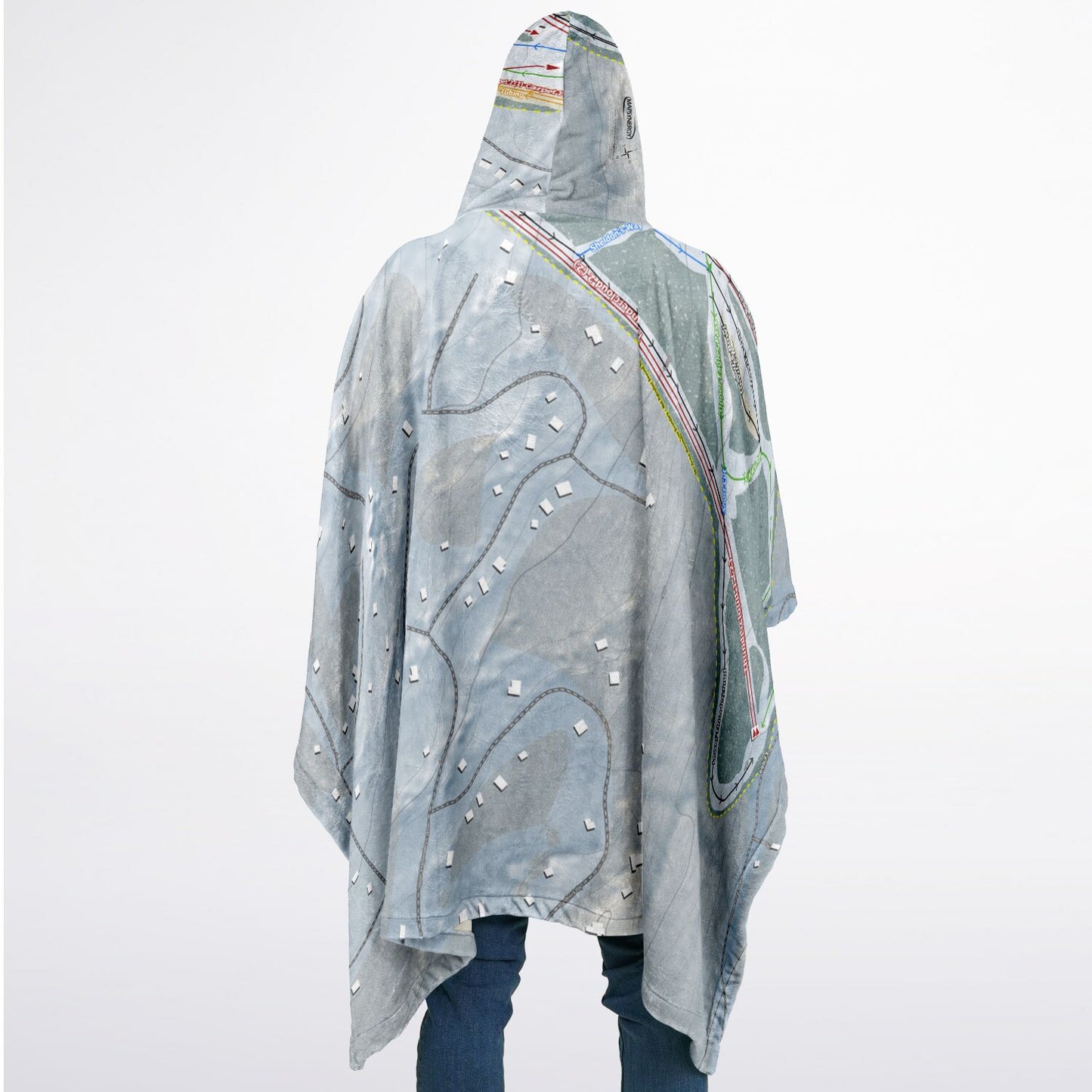 Ski Big Bear, Pennsylvania Ski Resort Map Flannel Blanket Poncho