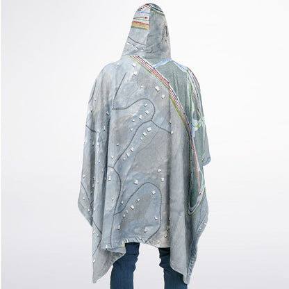 Ski Big Bear, Pennsylvania Ski Resort Map Flannel Blanket Poncho
