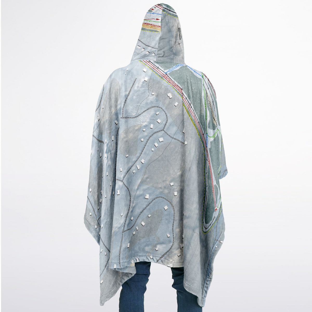 Ski Big Bear, Pennsylvania Ski Resort Map Flannel Blanket Poncho