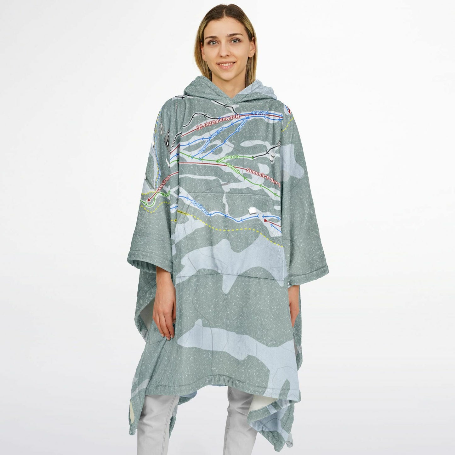 Mount Baw Baw, Australia Ski Resort Map Flannel Blanket Poncho - Powderaddicts