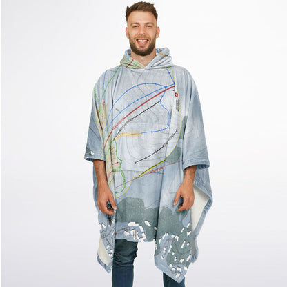 Sun Valley Dollar Mountain, Idaho Ski Resort Map Flannel Blanket Poncho