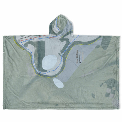 Maple Ski Ridge, New York Ski Resort Map Flannel Blanket Poncho
