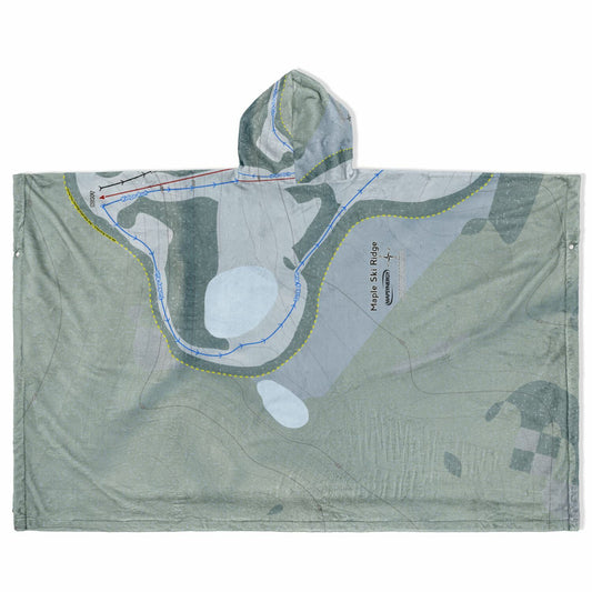 Maple Ski Ridge, New York Ski Resort Map Flannel Blanket Poncho