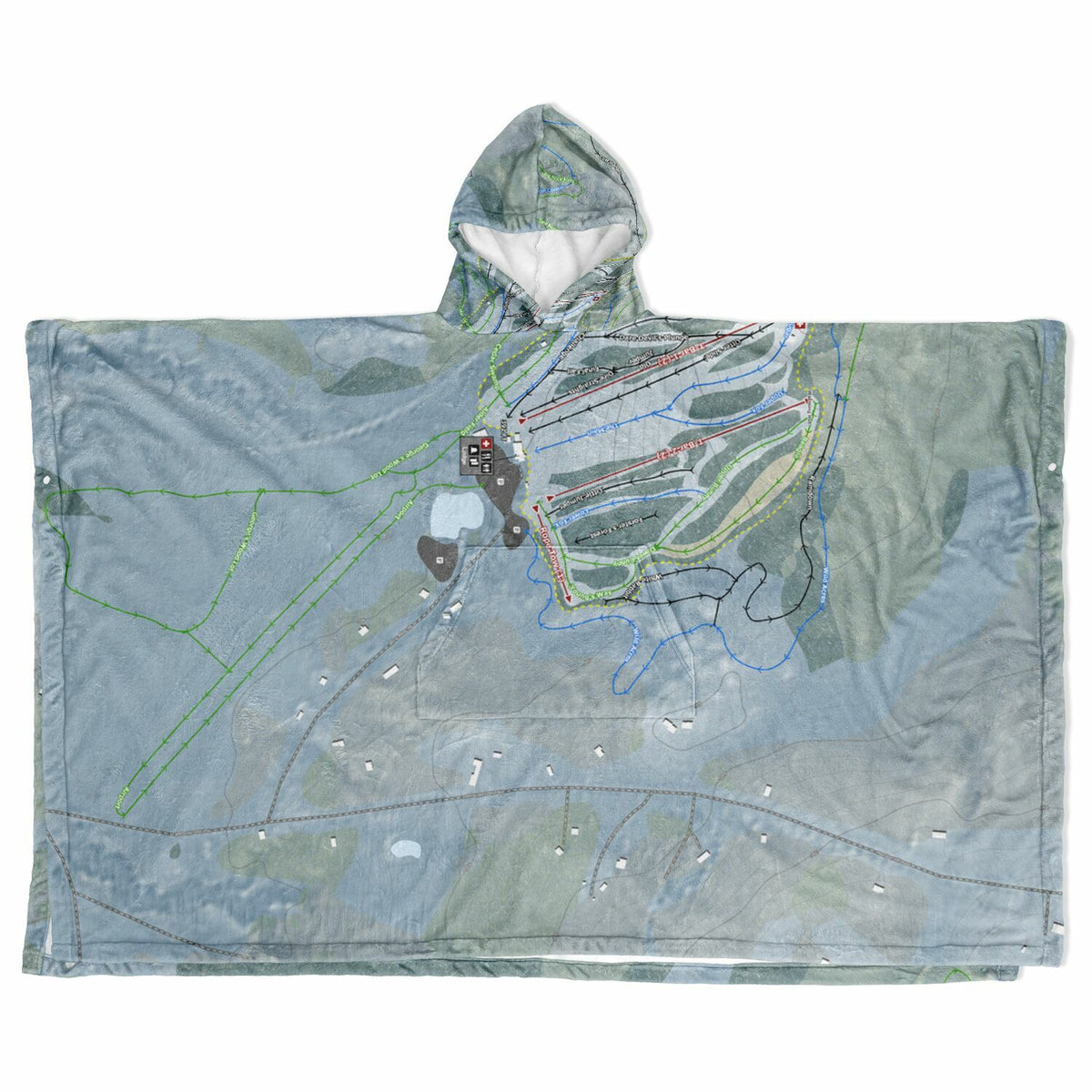 Titcomb Mountain, Maine Ski Resort Map Flannel Blanket Poncho