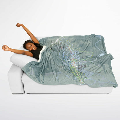 Saddleback Mountain, Maine Ski Resort Map Flannel Blanket Poncho