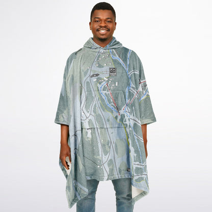 Eagle Point, Utah Ski Resort Map Flannel Blanket Poncho