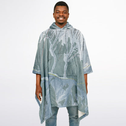 Silverton Mountain, Colorado Ski Resort Map Flannel Blanket Poncho