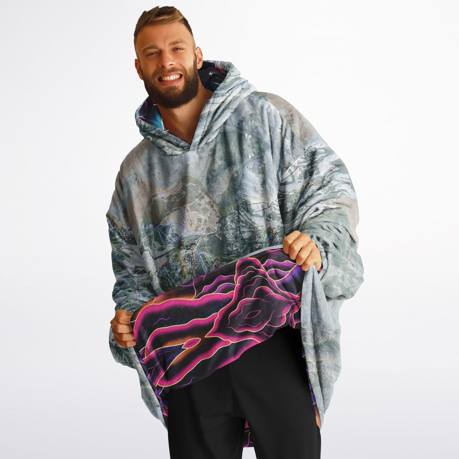 Powder Mountain, Utah Ski Resort Map Reversible Snug Hoodie