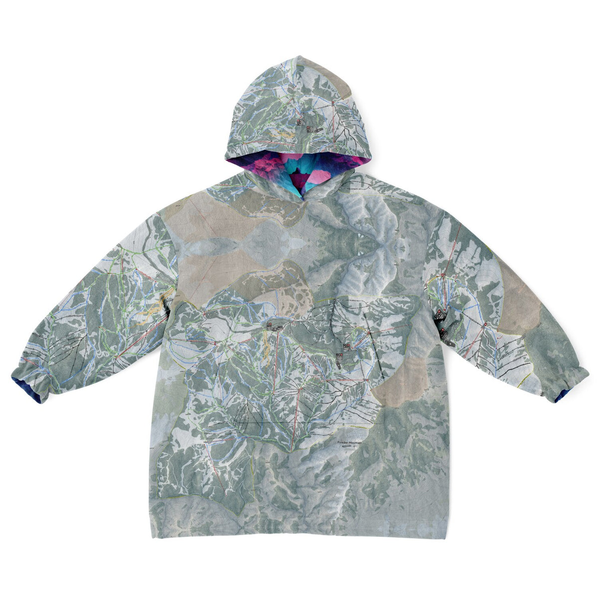 Powder Mountain, Utah Ski Resort Map Youth Reversible Snug Hoodie