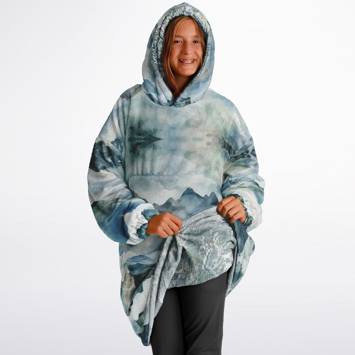 Powder Mountain, Utah Ski Resort Map Youth Reversible Snug Hoodie