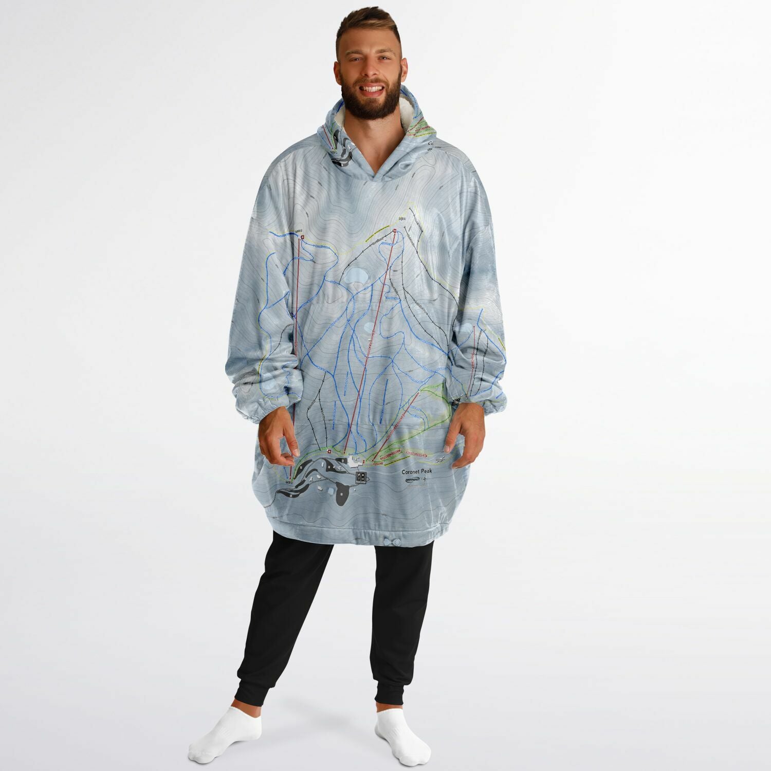 Coronet Peak, New Zealand Ski Trail Map - Snug Hoodie