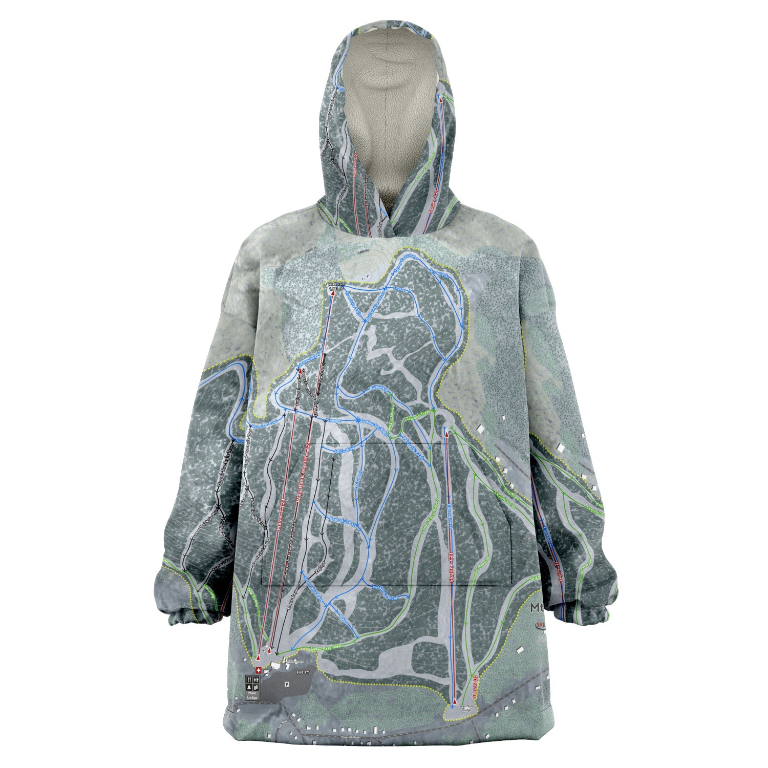Mt Abram, Maine Ski Trail Map - Snug Hoodie