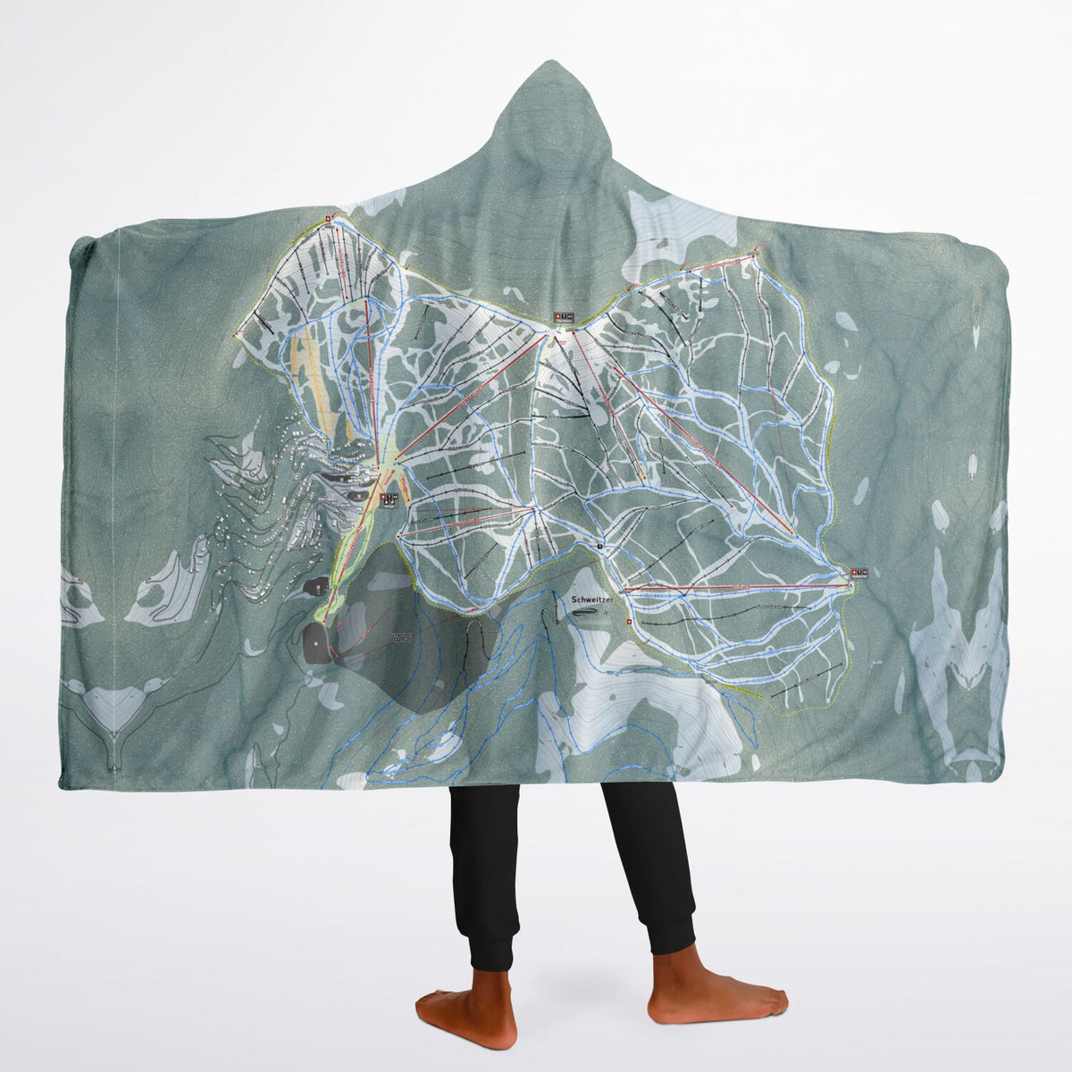 Schweitzer, Idaho Ski Trail Map - Youth Hooded Blanket