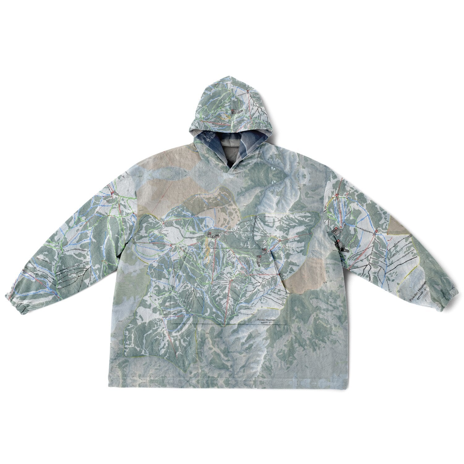 Powder Mountain, Utah Ski Resort Map Reversible Snug Hoodie