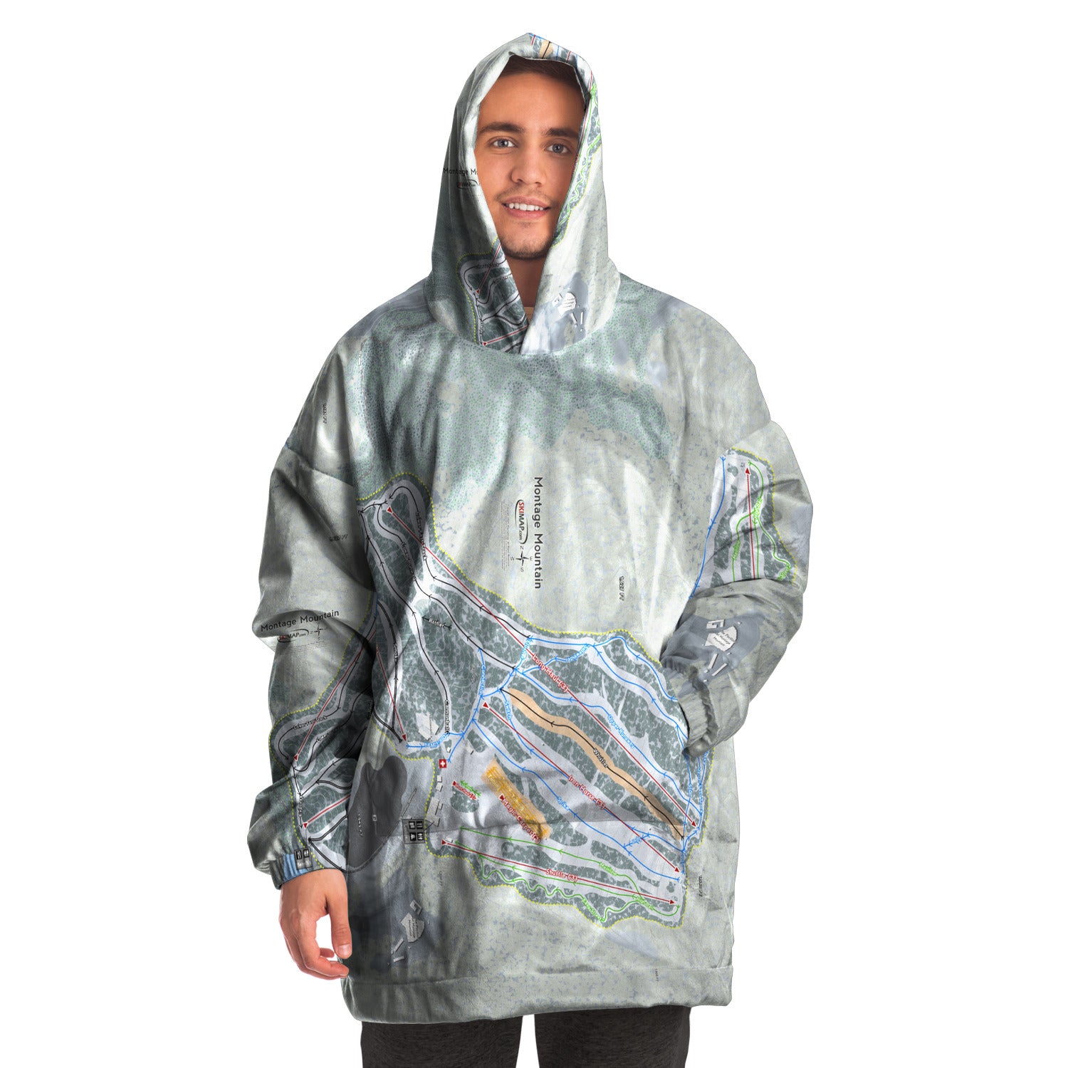 Montage Mountain, Pennsylvania Ski Trail Map Snug Hoodie