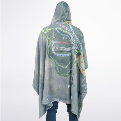 Oak Mountain, New York Ski Resort Map Flannel Blanket Poncho
