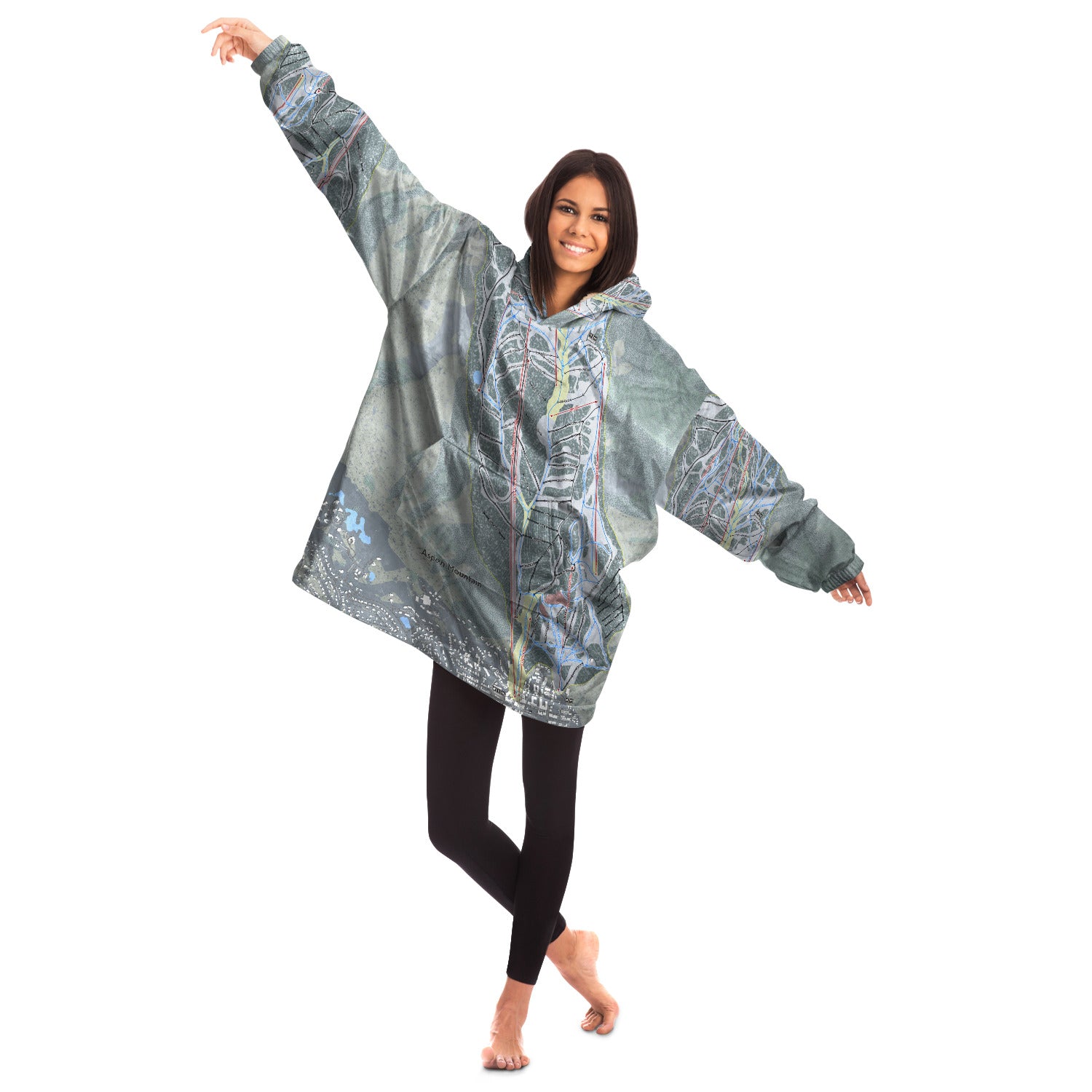 Aspen Mountain, Colorado Ski Trail Map - Snug Hoodie