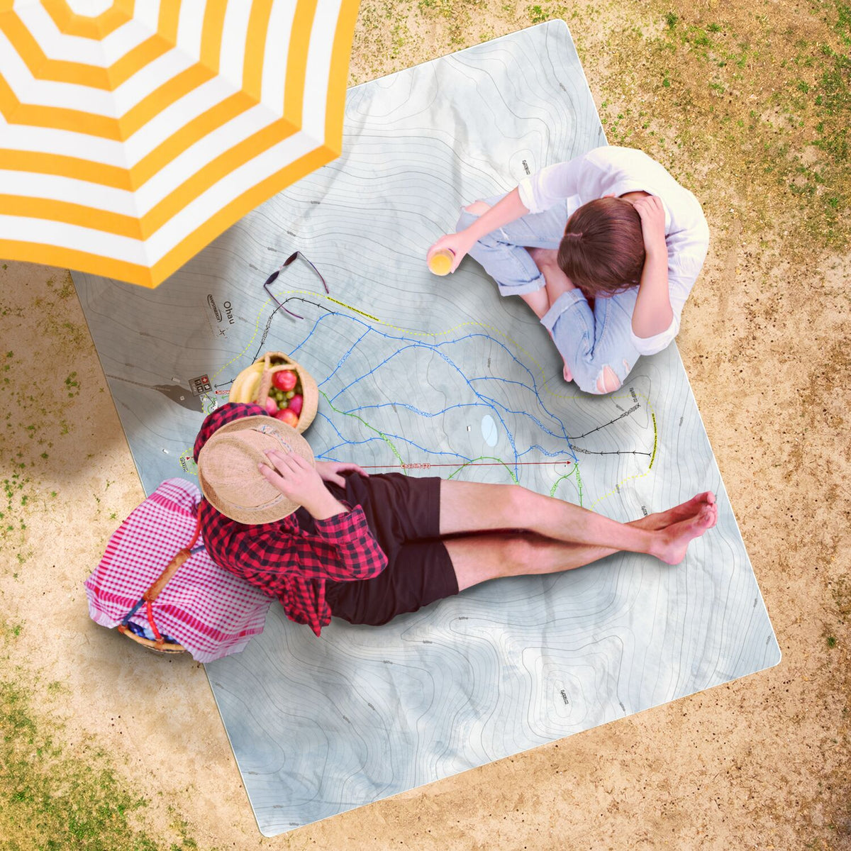 Ohau, New Zealand Ski Resort Map Printed Beach Towel