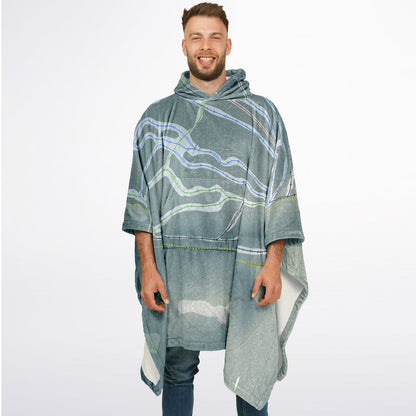 Murray Ridge, British Columbia Ski Resort Map Flannel Blanket Poncho