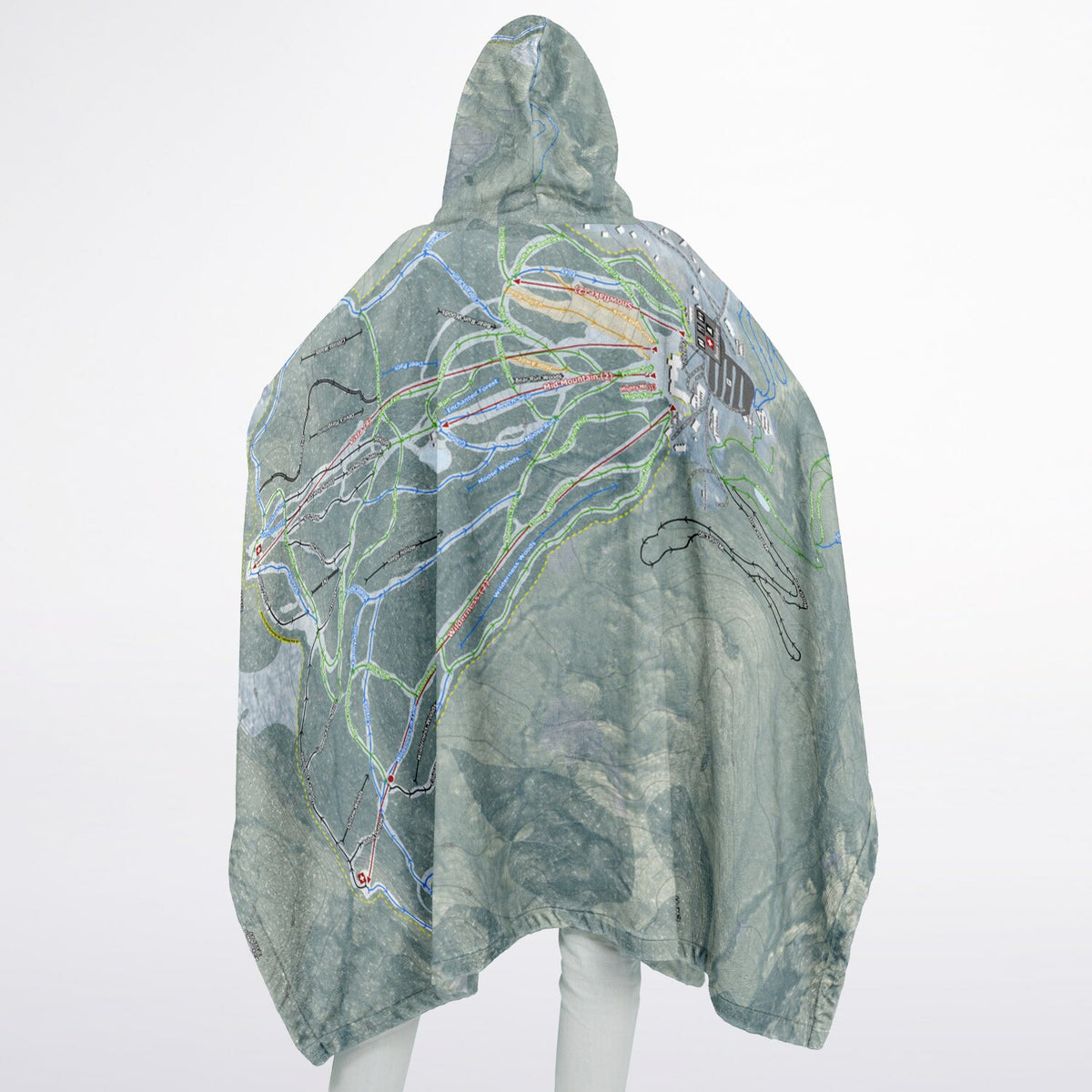Bolton Valley, Vermont Ski Resort Map Flannel Blanket Poncho