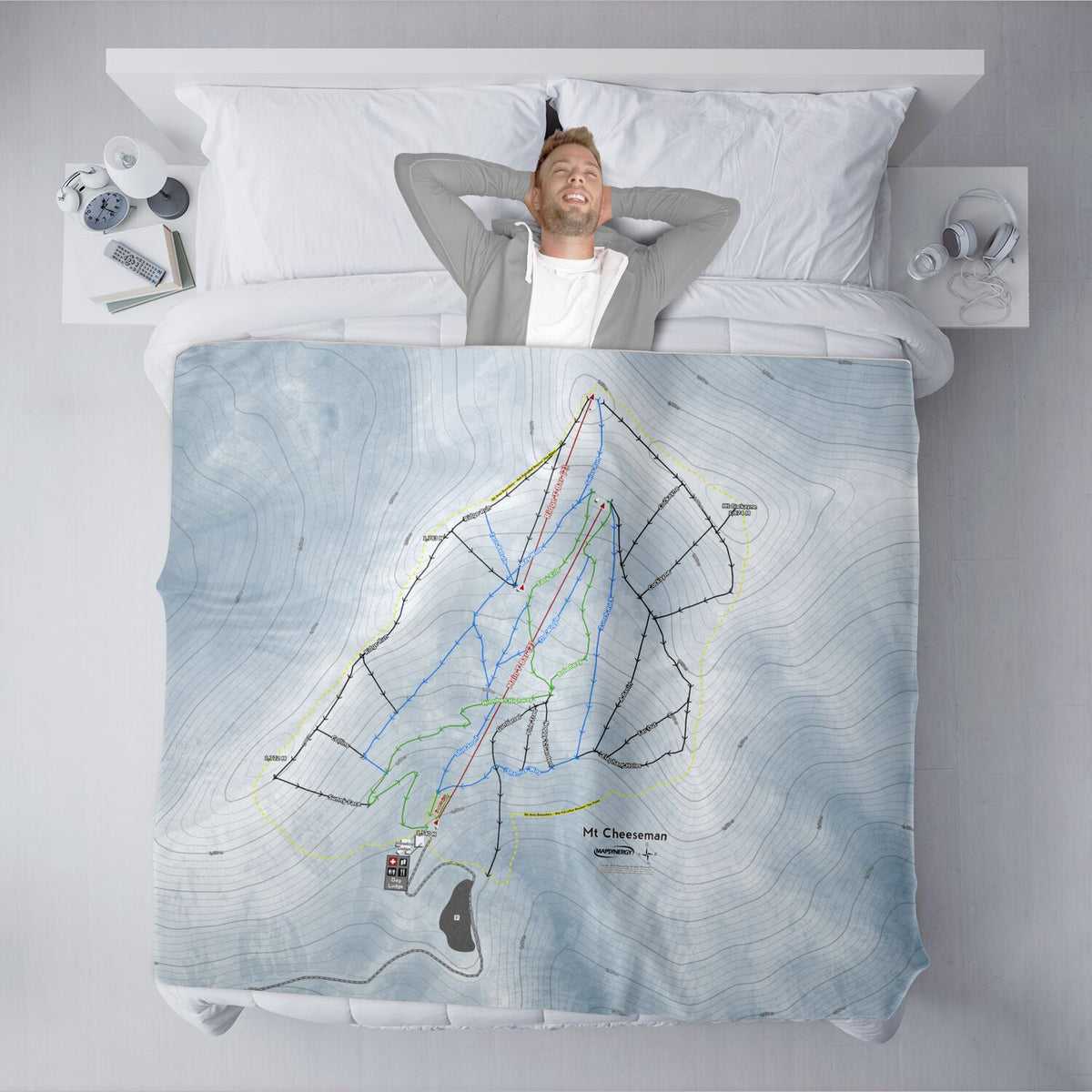 Mt Cheeseman, New Zealand Ski Resort Map XL Blanket